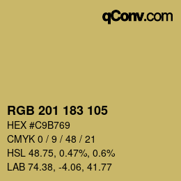 颜色代码: RGB 201 183 105 | qconv.com