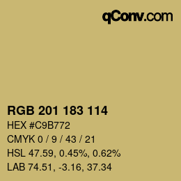 Color code: RGB 201 183 114 | qconv.com