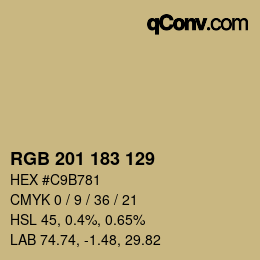 Color code: RGB 201 183 129 | qconv.com