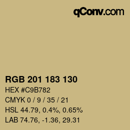 Color code: RGB 201 183 130 | qconv.com