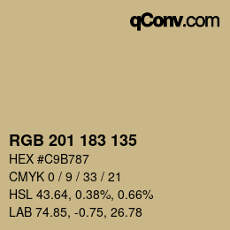 Color code: RGB 201 183 135 | qconv.com