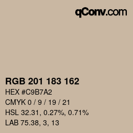 Color code: RGB 201 183 162 | qconv.com