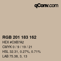 カラーコード: RGB 201 183 162 | qconv.com