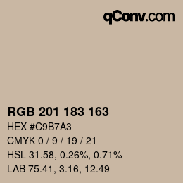 Color code: RGB 201 183 163 | qconv.com