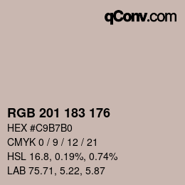 Color code: RGB 201 183 176 | qconv.com