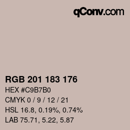 Color code: RGB 201 183 176 | qconv.com