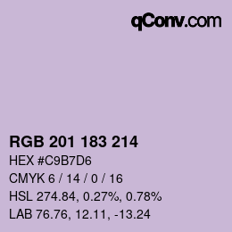 Color code: RGB 201 183 214 | qconv.com