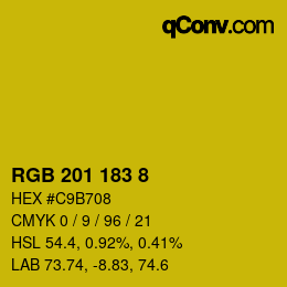 颜色代码: RGB 201 183 8 | qconv.com