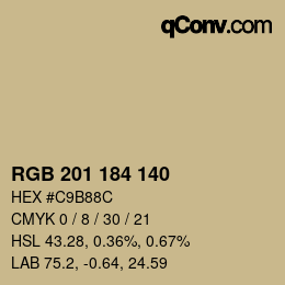 Color code: RGB 201 184 140 | qconv.com