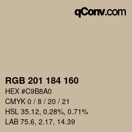 カラーコード: RGB 201 184 160 | qconv.com