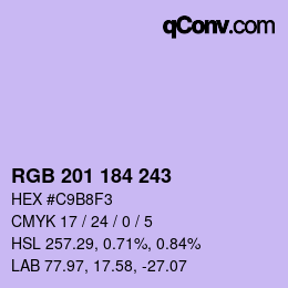 Color code: RGB 201 184 243 | qconv.com