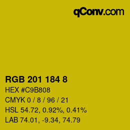 颜色代码: RGB 201 184 8 | qconv.com