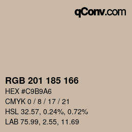 カラーコード: RGB 201 185 166 | qconv.com