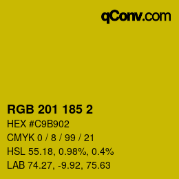 Color code: RGB 201 185 2 | qconv.com