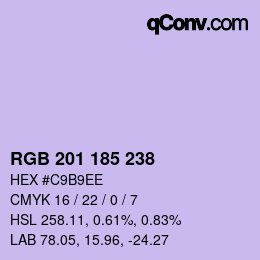 Color code: RGB 201 185 238 | qconv.com