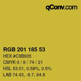Color code: RGB 201 185 53 | qconv.com