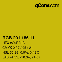 Color code: RGB 201 186 11 | qconv.com