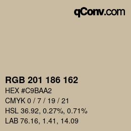 カラーコード: RGB 201 186 162 | qconv.com