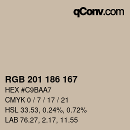 Color code: RGB 201 186 167 | qconv.com