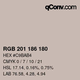 Color code: RGB 201 186 180 | qconv.com