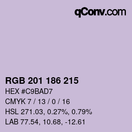 Color code: RGB 201 186 215 | qconv.com