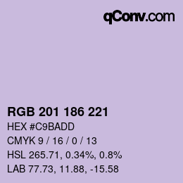 Color code: RGB 201 186 221 | qconv.com