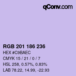 Color code: RGB 201 186 236 | qconv.com
