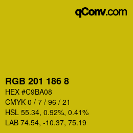 Color code: RGB 201 186 8 | qconv.com