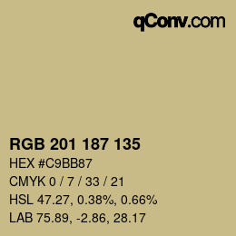 Color code: RGB 201 187 135 | qconv.com