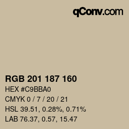 Color code: RGB 201 187 160 | qconv.com