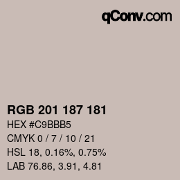 Color code: RGB 201 187 181 | qconv.com