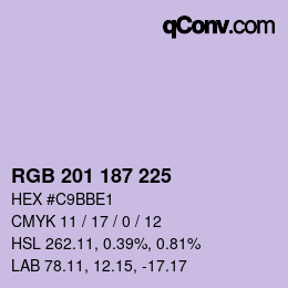 Color code: RGB 201 187 225 | qconv.com