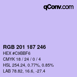 Color code: RGB 201 187 246 | qconv.com