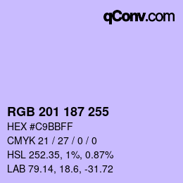 Color code: RGB 201 187 255 | qconv.com