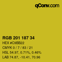 Color code: RGB 201 187 34 | qconv.com