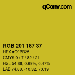 Color code: RGB 201 187 37 | qconv.com