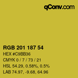 Color code: RGB 201 187 54 | qconv.com