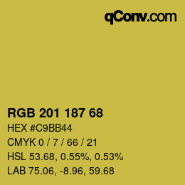 Color code: RGB 201 187 68 | qconv.com