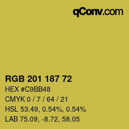 Color code: RGB 201 187 72 | qconv.com