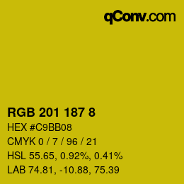 颜色代码: RGB 201 187 8 | qconv.com