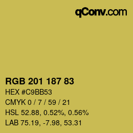 Color code: RGB 201 187 83 | qconv.com