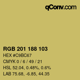 Color code: RGB 201 188 103 | qconv.com