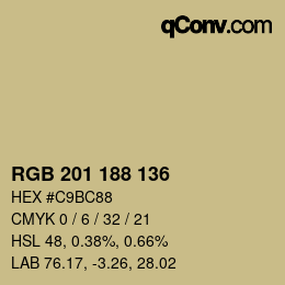 Color code: RGB 201 188 136 | qconv.com