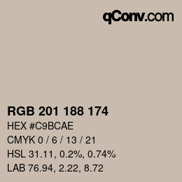 Color code: RGB 201 188 174 | qconv.com