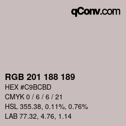 Color code: RGB 201 188 189 | qconv.com