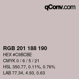 颜色代码: RGB 201 188 190 | qconv.com
