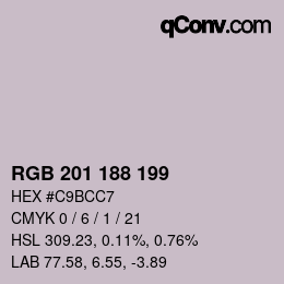 Color code: RGB 201 188 199 | qconv.com