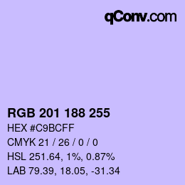 カラーコード: RGB 201 188 255 | qconv.com
