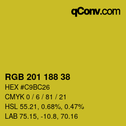 Color code: RGB 201 188 38 | qconv.com