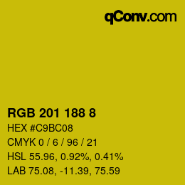 Color code: RGB 201 188 8 | qconv.com